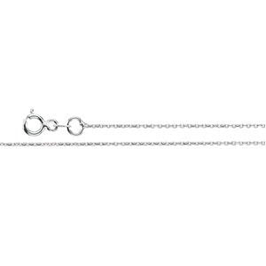 14k White Gold Solid Diamond Cut Cable Chain Link, 1mm