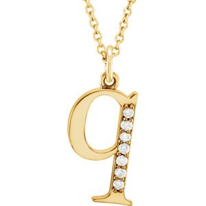 Diamond Initial 'q' Lowercase Letter 14k Yellow Gold Pendant Necklace, 16" (.04 Ctw, GH, I1)