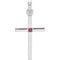 Ruby Inset Cross Rhodium-Plated 14k White Gold Pendant (22.65x11.4MM)