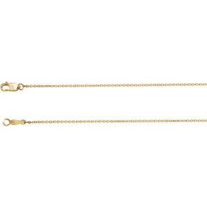 1 mm 18k Yellow Gold Solid Cable Chain, 18"