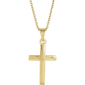 Christian Cross 14k Yellow Gold Pendant Necklace, 18" (14.5x13.7 MM)