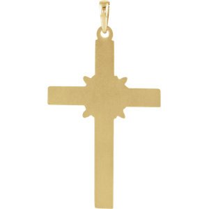 Men's Rose of Sharon Cross 14k Yellow Gold Pendant