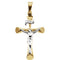 Two-Tone Beveled Crucifix 14k Yellow and White Gold Pendant (24x16MM)