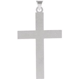 Cross with Embossed Cross Inside the Cross 14k White Gold Pendant