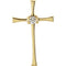 Diamond Solitaire Inlay Cross 14k Yellow Gold Pendant (.05 Ct, G-H Color, SI1 Clarity)