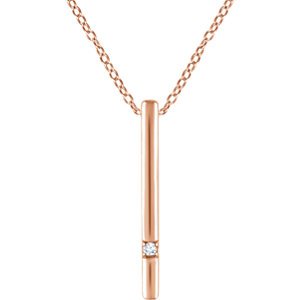 Diamond Bar Necklace in 14k Rose Gold, 16-18" (.015 Ctw, Color H+, Clarity I1)