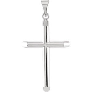 14k White Gold Unadorned Cross Pendant