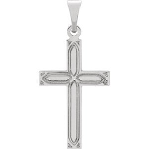 Engraved Passion Cross Rhodium-Plated 14k White Gold Pendant (18X12MM)