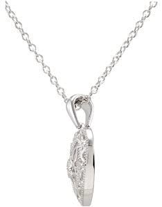 The Men's Jewelry Store (for HER) Diamond Heart Vintage Style Sterling Silver Necklace, 18" (.005 Ct, H+ Color, I2 Clarity)
