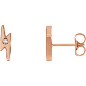 Diamond Lighting Bolt Earrings, 14k Rose Gold (.03 Ctw, GH Color, I1 Clarity)
