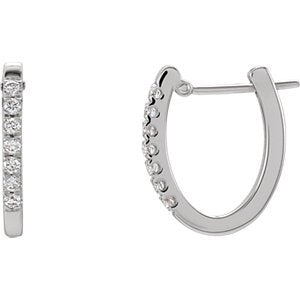 Diamond Hoop Earrings, 14K White Gold (1/5 Ctw, Color H-I , Clarity I1)