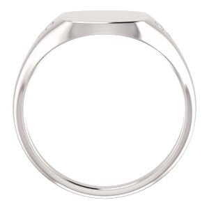 Diamond Closed Back Signet Ring, Rhodium-Plated 14k White Gold (.05 Ctw, G-H Color, I1 Clarity) Size 6