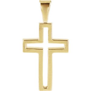 Catholic Cross 18k Yellow Gold Pendant (13.5x9.5MM)