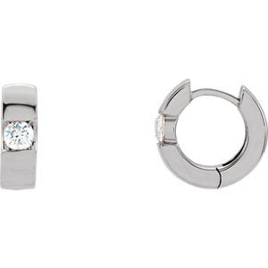 Diamond Solitaire Hoop Earrings, Rhodium-Plated 14k White Gold (1/2 Ctw, Color G-H, Clarity I1)