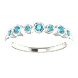 Blue Zircon 7-Stone 3.25mm Ring, Sterling Silver, Size 6.75