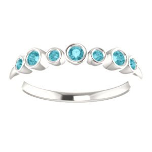 Platinum Blue Zircon 7-Stone 3.25mm Ring, Size 6.5