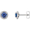 Blue Sapphire and Diamond Halo-Style Earrings Rhodium-Plated 14k White Gold (5MM) (.16 Ctw, G-H Color, I1 Clarity)