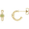 Peridot J-Hoop Earrings,14k Yellow Gold