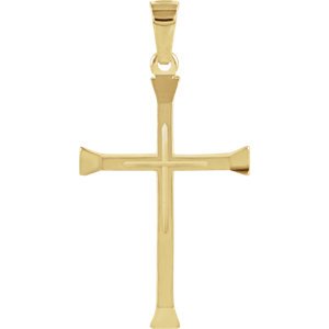 Embossed Cross 14k Yellow Gold Pendant