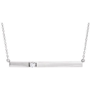 Diamond Solitaire Bar Rhodium Plate 14k White Gold Necklace, 17.5'' (.10 Cttw)