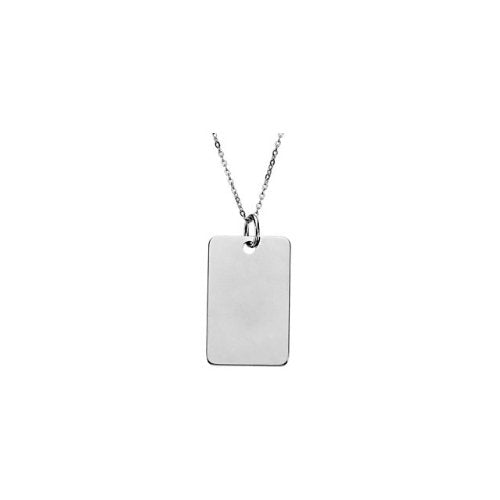 Blessed is the Nation Star Dog tag Rhodium Plate Sterling Silver Necklace, 18"