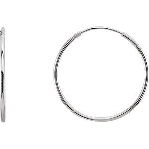 Petite Endless Hoop Earrings, 14k White Gold (15mm)