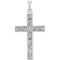 Embossed Flowers Cross 14k White Gold Pendant