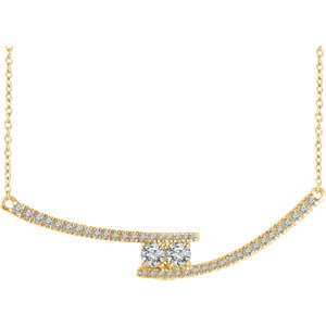 Diamond Two-Stone Bar Necklace in 14k Yellow Gold, 16-18" (3/8 Ctw, Color H+, Clarity I1)