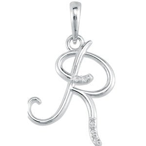 5-Stone Diamond Letter 'R' Initial 14k White Gold Pendant Necklace, 18" (.03 Cttw, GH, I1)