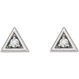 Diamond Triangle Earrings, Rhodium-Plated 14k White Gold (.125 Ctw, GH Color, I1 Clarity)