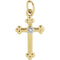 Diamond Cross 14k White and Yellow Gold Pendant (.005 Ct, G-H Color, SI1 Clarity)