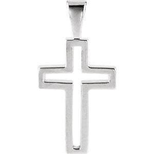 Catholic Cross Rhodium-Plated 14k White Gold Pendant (13.5x9.5MM)