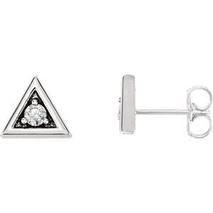 Diamond Triangle Earrings, Rhodium-Plated 14k White Gold (.125 Ctw, GH Color, I1 Clarity)