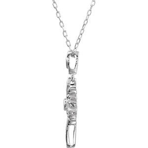 CZ Filigree Cross Sterling Silver Pendant Necklace, 18" (23.80X14.70 MM)