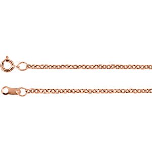 1.5mm 14k Rose Gold Solid Cable Chain, 16"