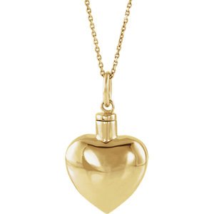 Heart Ash Holder 10k Yellow Gold Pendent Necklace with Packaging, 18" (27.00X16.00 MM)