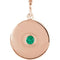 Round Emerald Disc Pendant, 14k Rose Gold