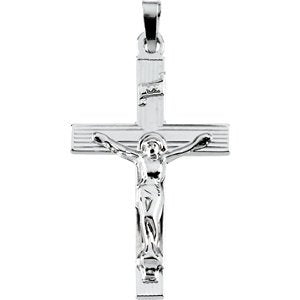 Petite INRI Crucifix 14k White Gold Pendant (29X19MM)