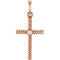 Diamond Rope-Trim Cross 14k Rose Gold Pendant (.02 Ct, G-H Color, I1 Clarity)