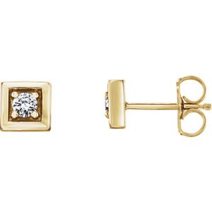 Diamond Square Earrings, 14k Yellow Gold (.125 Ctw,GH Color, I1 Clarity)