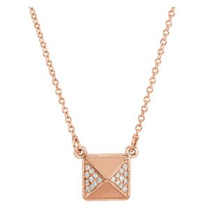 Diamond Pyramid 14k Rose Gold Pendant Necklace, 16" (.05 Cttw)