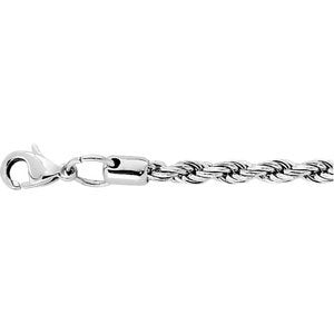 4mm 316L Stainless Steel Rope Chain with Lobster Clasp, 28"