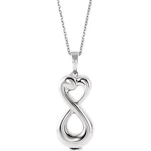 Infinity Love Ash Holder Rhodium-Plated 10k White Gold Pendent Necklace, 18" (27.00X9.00 MM)