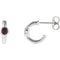 Mozambique Garnet J-Hoop Earrings, Rhodium-Plated 14k White Gold