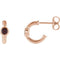 Mozambique Garnet J-Hoop Earrings,14k Rose Gold