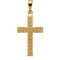 Childrens 14k Yellow Gold Christian Cross Pendant wth Engraved Florian Cross Pattern