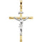 Two-Tone Beveled Crucifix 14k Yellow and White Gold Pendant (35.5X24.75MM)