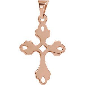 Fleury Cross 14k Rose Gold Pendant (19.5X15 MM)