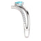 Blue Zircon Pear and Diamond Chevron Rhodium-Plated 14k White Gold Ring (.145 Ctw, G-H Color, I1 Clarity), Size 8