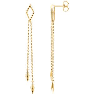 Geometric Chain Earrings, 14k Yellow Gold